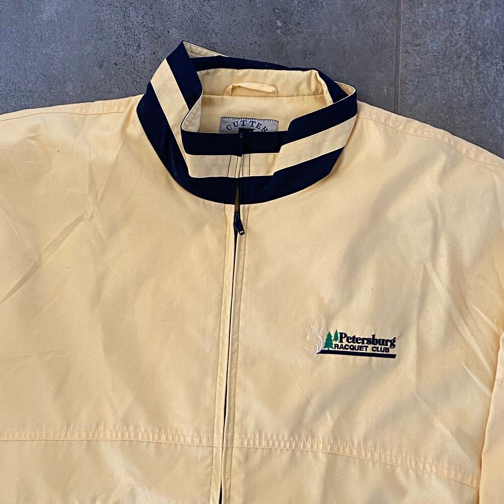 Cutter & Buck Men's M Yellow/Navy‎ Blue Poplin Jacket Full Zip - Picture 2 of 8